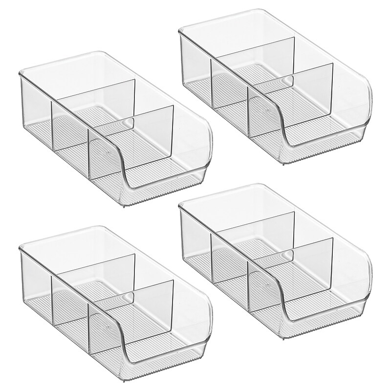 iDESIGN Large Stackable Plastic Storage Bin With Divider, Clear, 3/Pack (28414M4) image 1