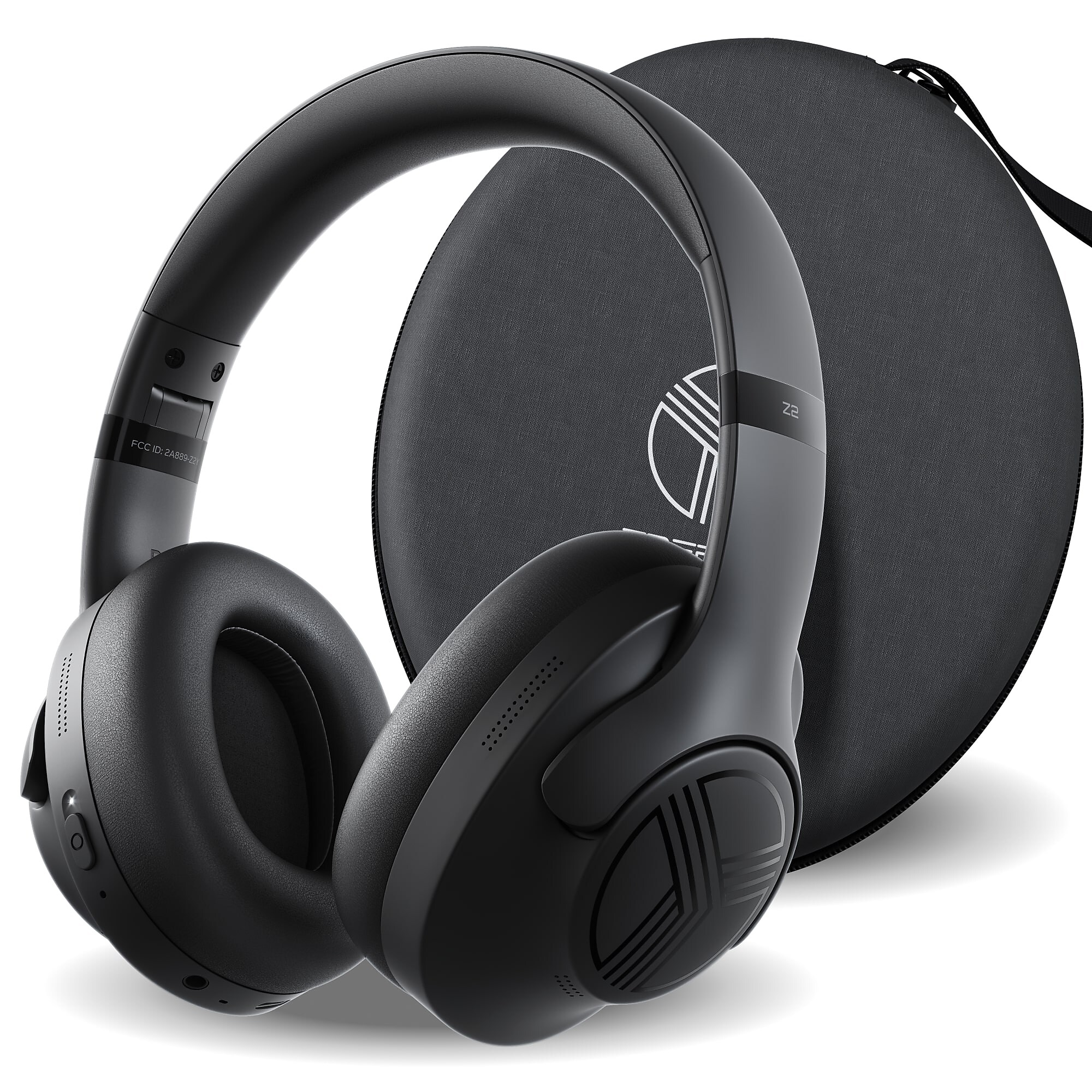 Treblab Z2 Wireless Active Noise Cancelling Over-Ear Bluetooth Headphones, Bluetooth, Black w/White Logo (Z2) Simolary simolary.com
