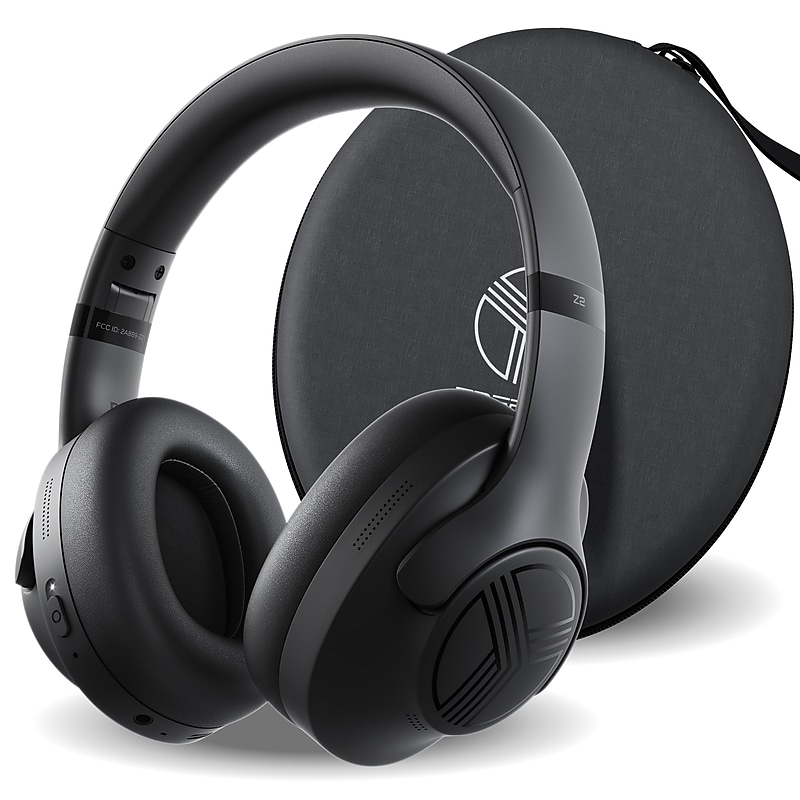 Treblab Wireless Noise Canceling Over-Ear Headphones, Bluetooth, Black (Z2) image 1