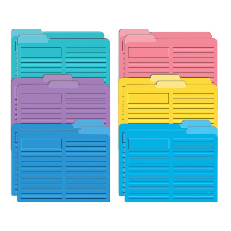 Better Office Heavyweight File Folders, 1/3-Cut Tab, Letter Size, Assorted Colors, 12/Pack (89112-12PK) image 1