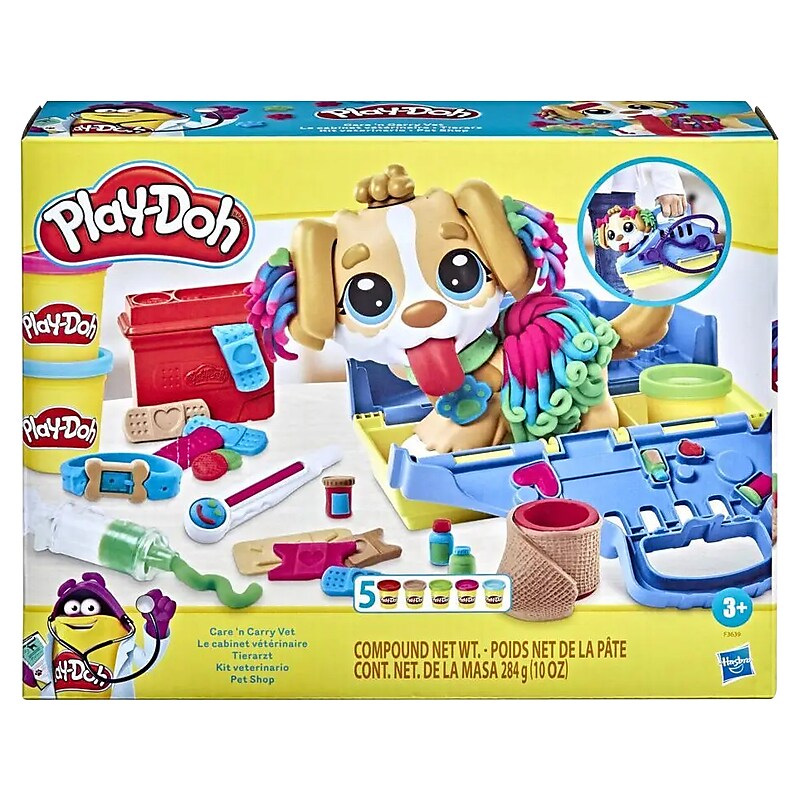 Play-Doh Care 'n Carry Vet Playset with Toy Dog (F3639) image 1