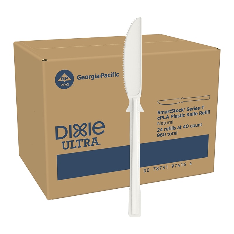 Dixie Ultra SmartStock Series-T Compostable Plastic Knife Refill, Beige, 40/Pack, 24 Packs/Carton (DUSSCK7) image 1