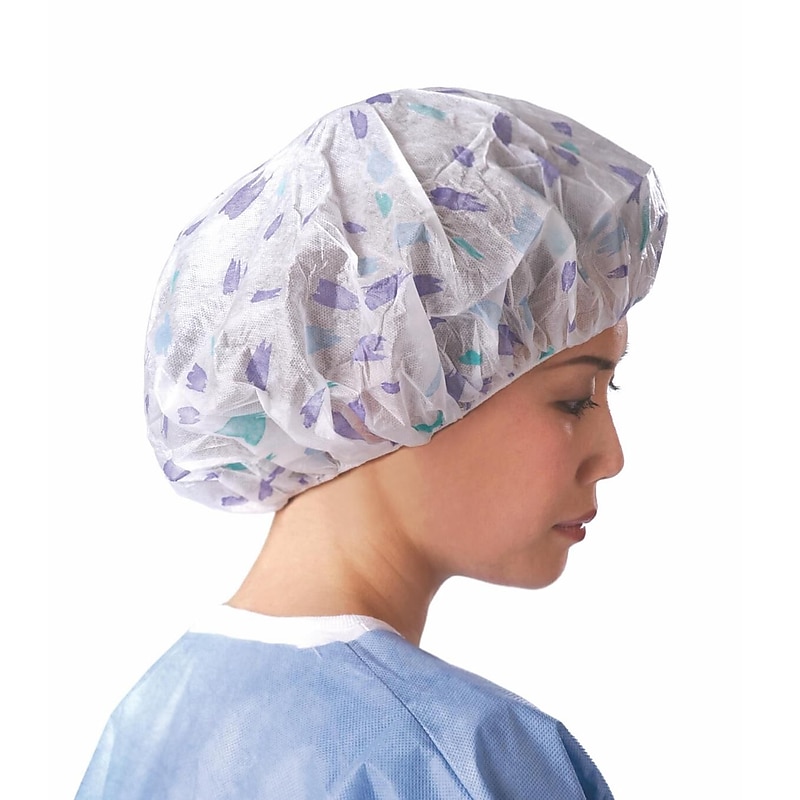 Medline Pro Series Bouffant Caps, Large, Brushstrokes, 500/Pack (NON28229) image 1