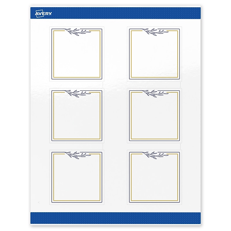 Avery Laser/Inkjet Square Multipurpose Labels, 3" x 3", White, 60/Pack (S00-DNJ) image 1