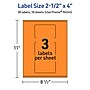 Avery Laser/Inkjet Multipurpose Rectangle Labels, 2.5" x 4", Bright Orange, 30/Pack (94245)~#|#~597812E8-3065-426D-88387D2496F4D9C7_sc7