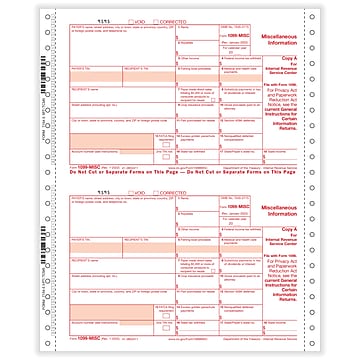 ComplyRight 2023 1099-MISC Tax Form, 5-Part, 2-Up, Copy A/State/B/C/2, 25/Pack (7154525)