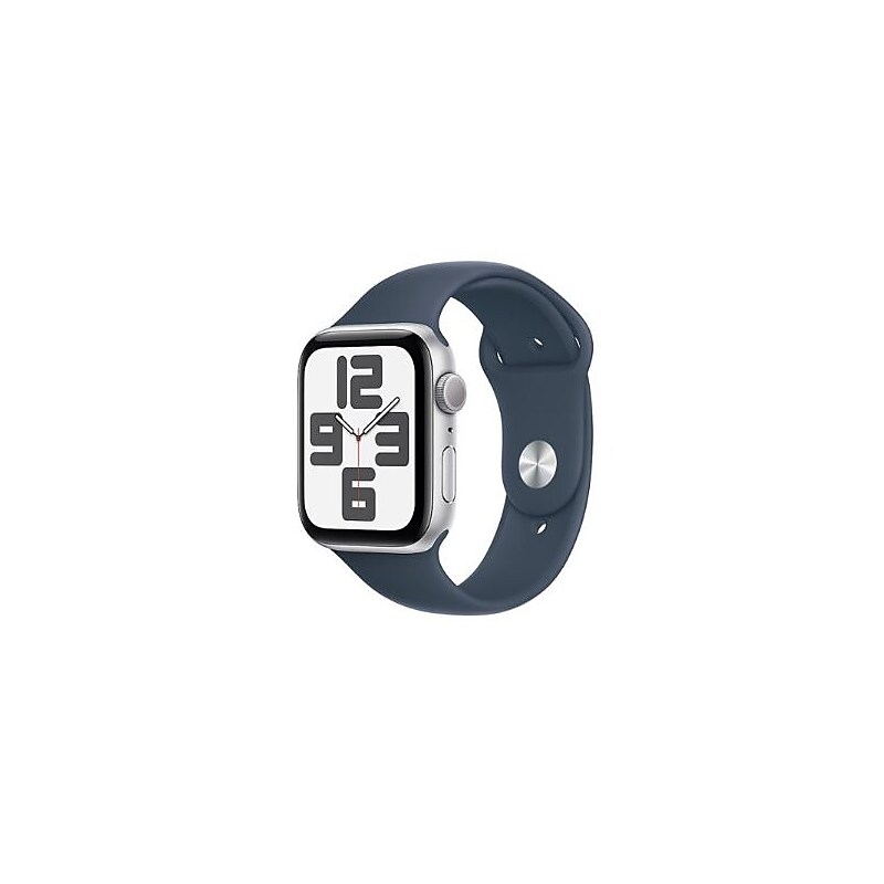 Apple Watch SE, GPS + Cellular, 44mm, Silver Aluminum Case, Blue Sport Band (MREE3LL/A) image 1
