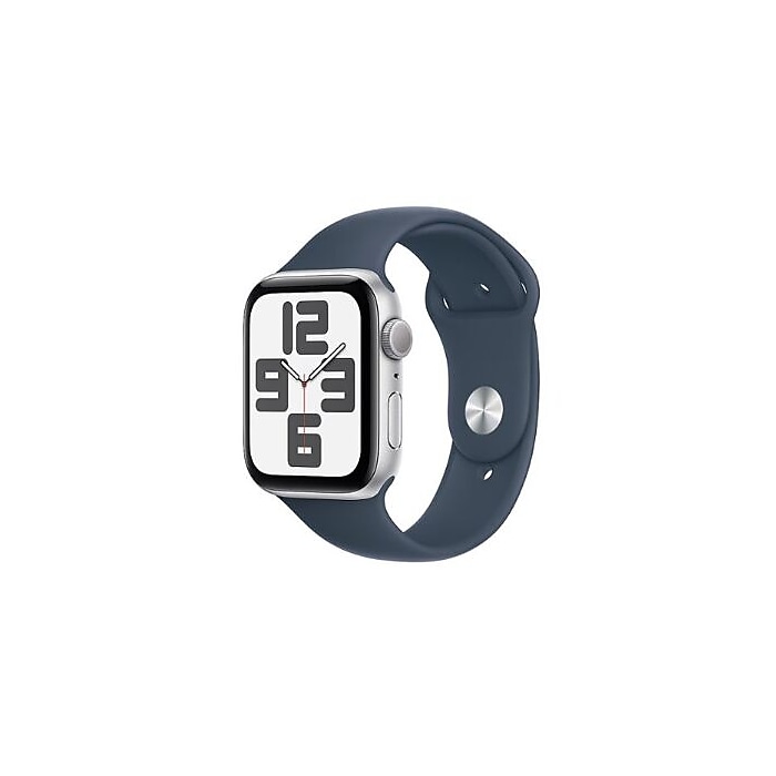 Apple Watch Series SE Smart Watch, Silver Alum Blue Sport Band, 44mm, M/L (MREE3LL/A) Apple Watch Series SE Smart Watch, Silver Alum Blue Sport Band, 44mm, M/L (MREE3LL/A)