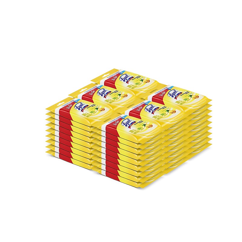 Lysol To Go Disinfecting Wipes To Go, Lemon & Lime Blossom Scent, 15 Wipes/Pack, 48 Packs/Carton (1920099717) image 1
