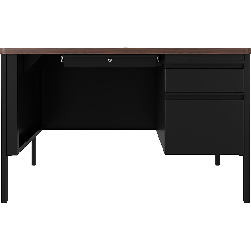 Hirsh 48"W Single-Pedestal Teacher's Desk, Black/Walnut (22642) image 1