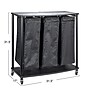 Household Essentials 3-Section Rolling Laundry Sorter with Lid, Polyester, Black (HE1120)~#|#~5998CAFE-58F8-4E9A-84050B3FD9058D8B_sc7