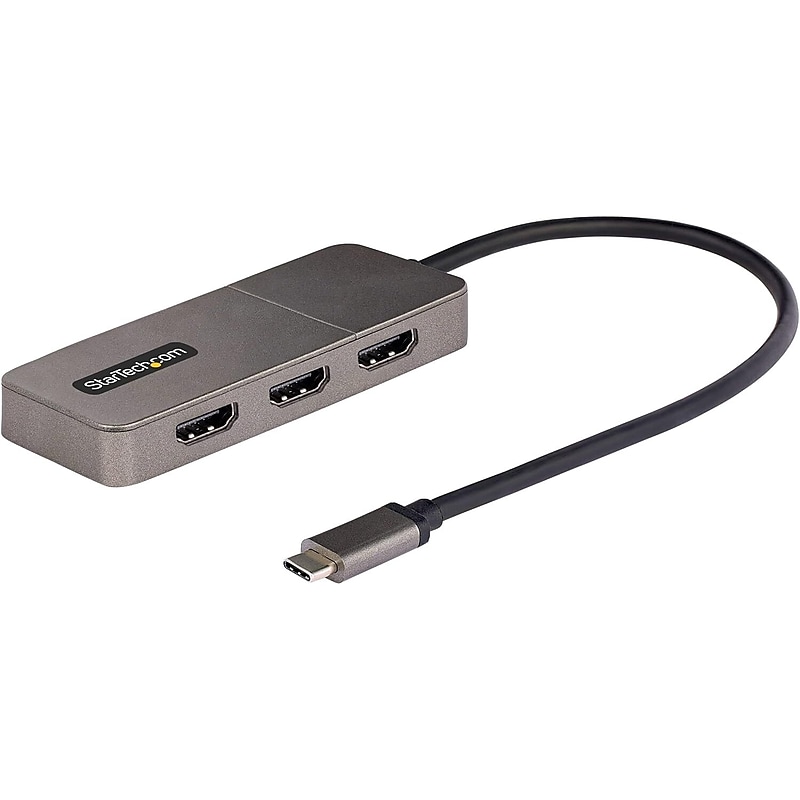 StarTech 3-Port USB-C to Triple HDMI Multi-Monitor Adapter, Male to Female/Female/Female, Space Gray (MST14CD123HD) image 1