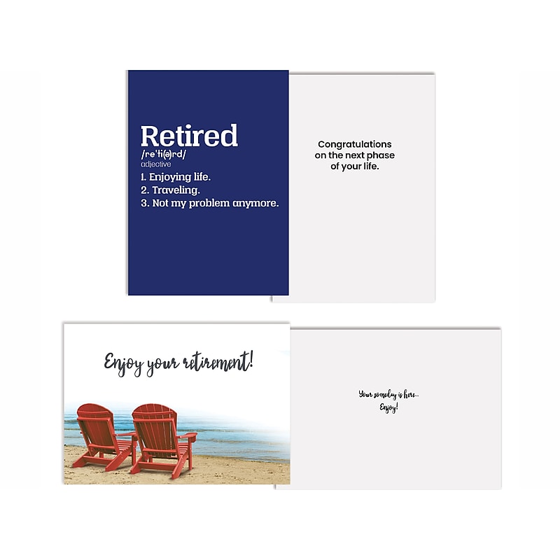 Better Office Retirement Cards with Envelopes, 7" x 5", Assorted Colors, 2/Pack (64623-2PK) image 1
