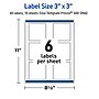 Avery Laser/Inkjet Square Multipurpose Labels, 3" x 3", White, 60/Pack (S00-DN6)~#|#~59A26E50-BE3E-4A80-B77F232C4EB8C9C1_sc7