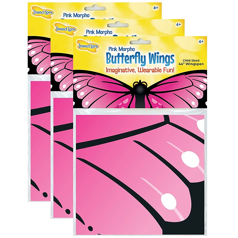 Insect Lore Dress-Up Morpho Butterfly Wings, Pink/Black, 3/Bundle (ILP4820-3) image 1