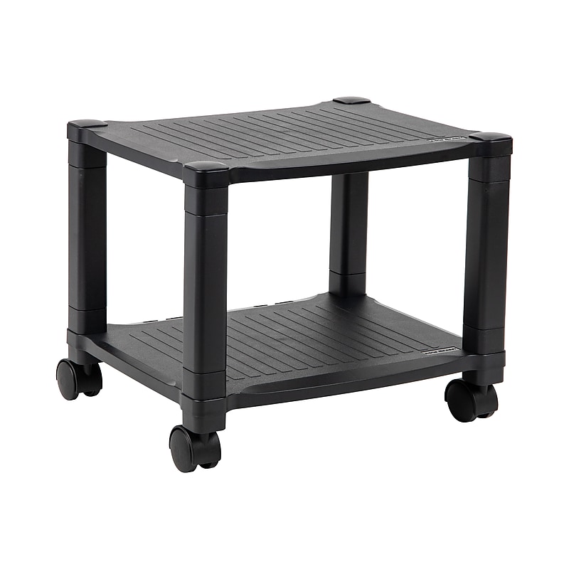 Mind Reader 2-Shelf Mobile Printer Utility Cart with Wheels, Black (PRCARTSM-BLK) image 1