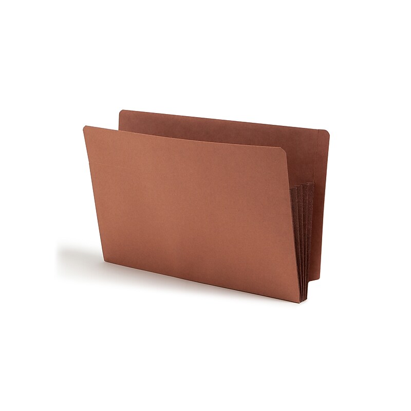 Smead Extra Wide 30% Recycled Reinforced File Pocket, 3" Expansion, Legal Size, Dark Brown/Redrope, 10/Box (74681) image 1