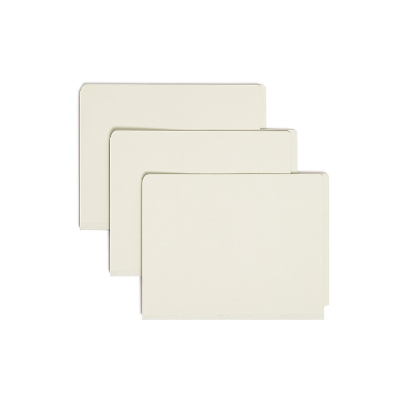 Smead 60% Recycled SafeSHIELD End Tab Classification File Folder, 2-Dividers, 2" Expansion, Letter Size, Gray/Green, 10/Box image 1