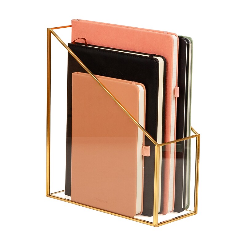 Mind Reader Glass/Copper File Holder, Gold (BW-GLD) image 1