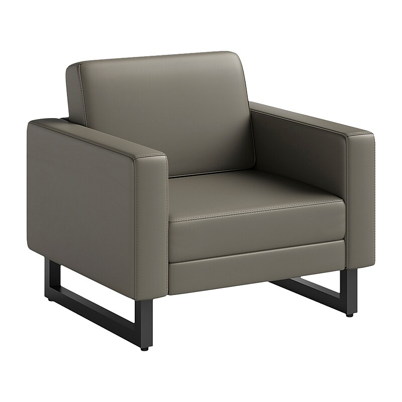 Safco Mirella Vinyl Lounge Chair, Gray/Black (1732MRL2BLKGR) image 1