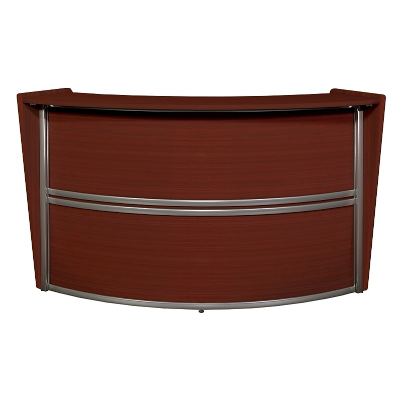 Regency Marque 72"W Curved Reception Desk Workstation, Mahogany (77290MH) image 1