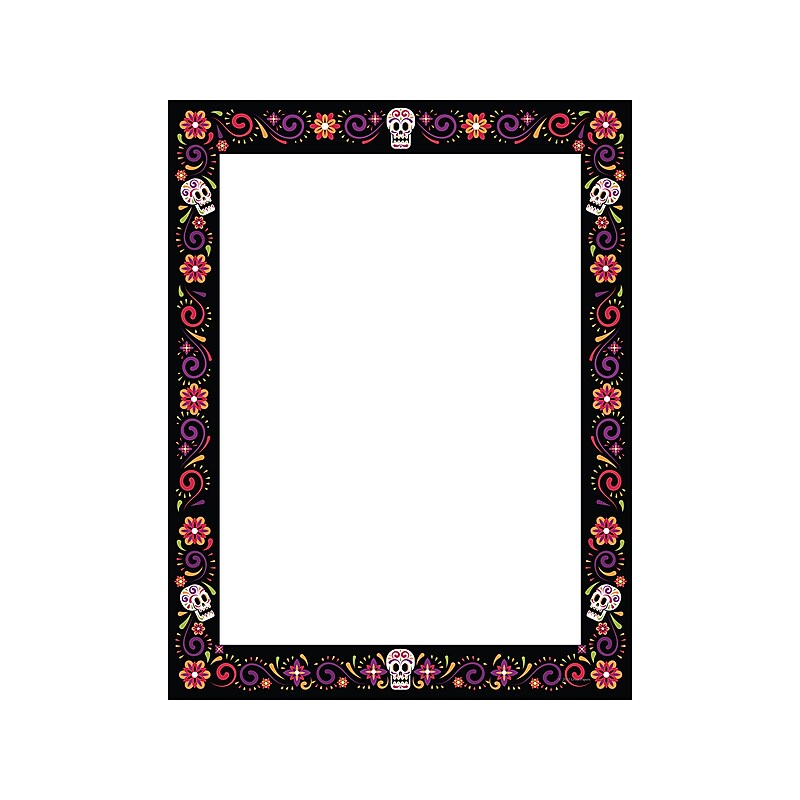 Great Papers Skulls And Flowers Holiday Letterhead, Multicolor, 50/Pack (2023038) image 1