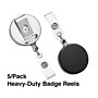 Staples Heavy-Duty Badge Reels, 30" Retractable Cord Length, Metal, Black, 5/Pack (37870)~#|#~59CE47AC-280C-428D-9C9786A5087687EC_sc7