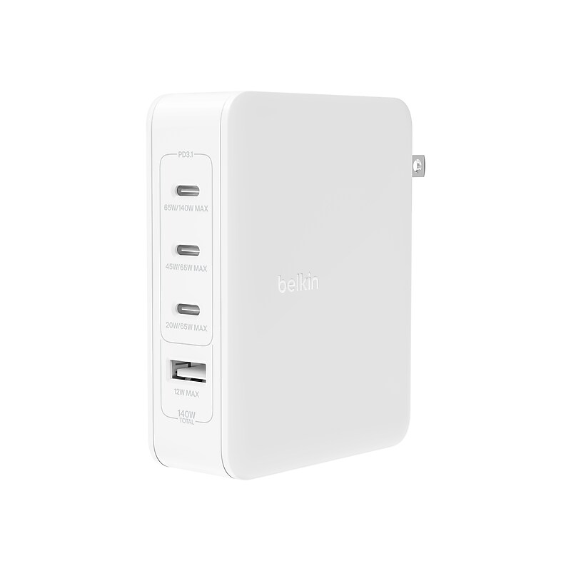 Belkin GaN USB-C Wall Charger, 140W, White (WCH014dqWH) image 1