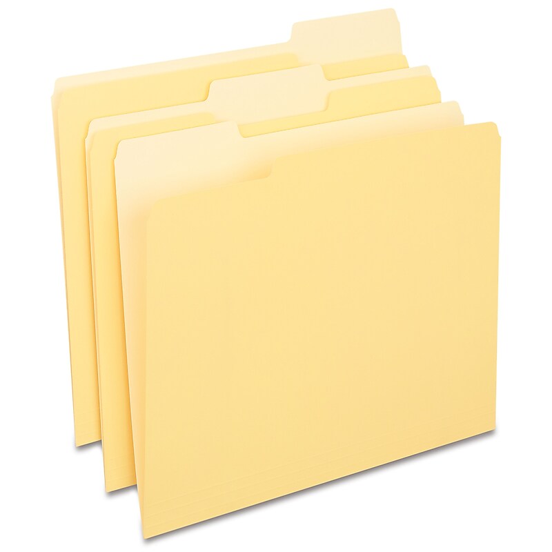 Staples File Folders, 1/3-Cut Tab, Letter Size, Yellow, 100/Box (ST224535-CC) image 1