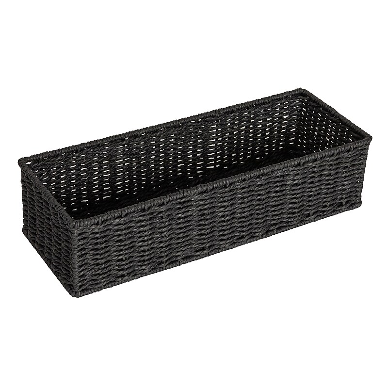 Household Essentials Handwoven Paper Rope Rectangular Storage Basket, Black (HE1195) image 1