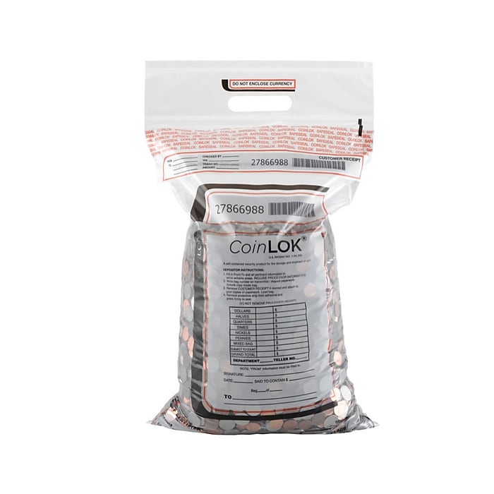 CoinLok Deposit Bags, Clear, 50/Pack (585097) | Staples