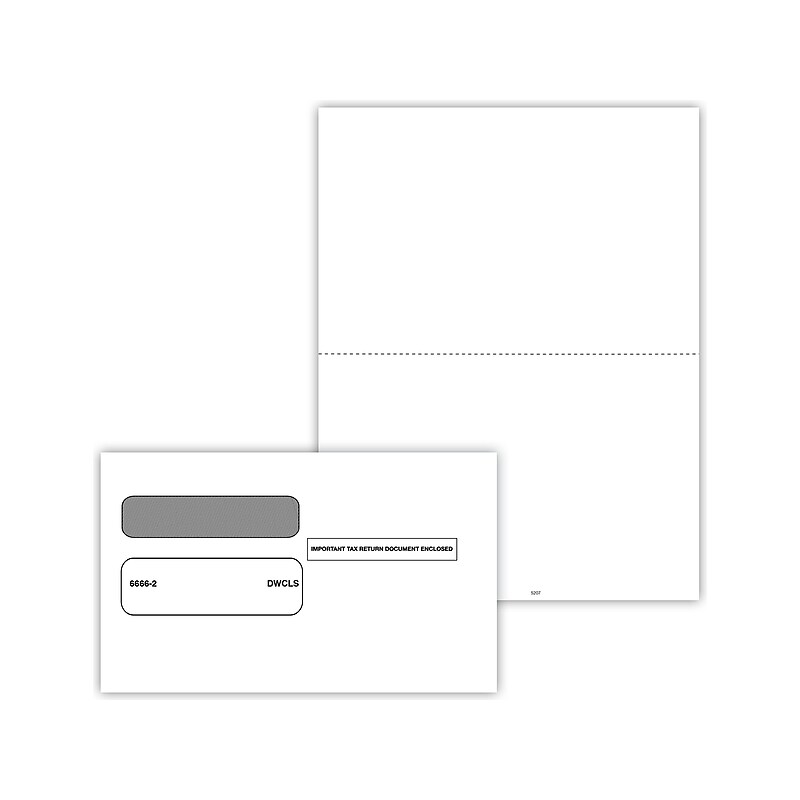 ComplyRight 2024 W-2 Tax Form Envelopes/Recipient Copy Only, 1-Part, 2-Up, 50/Pack (5207E50) image 1