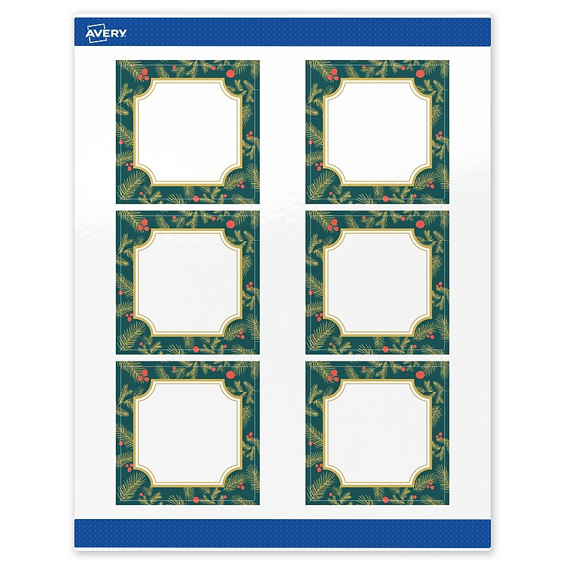 Avery Square Multipurpose Labels, 3" x 3", White, 60/Pack (19479370504) image 1