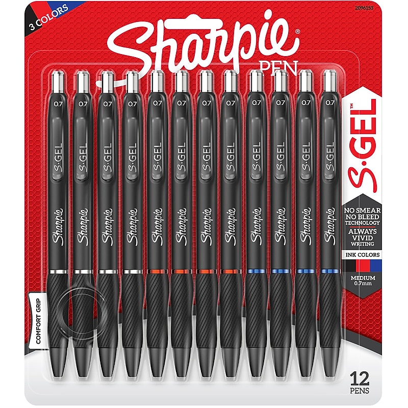Sharpie S-Gel Retractable Gel Pens, Medium Point, 0.7mm, Assorted Ink, Dozen (2096153) image 1