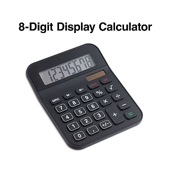 Staples 8-Digit Solar and Battery Basic Calculator, Black (ST230-CC)