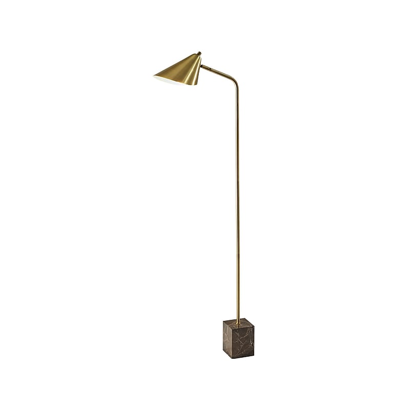 Adesso Hawthorne 55" Antique Brass Floor Lamp with Cone Shade (4247-21) image 1
