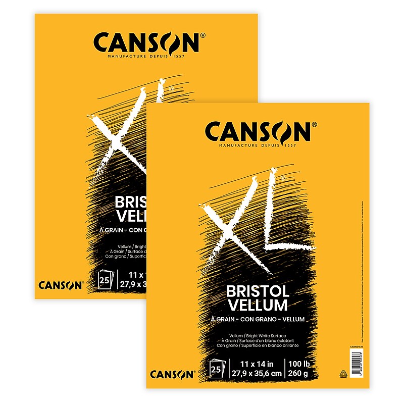Canson XL Series 11" x 14" Vellum Sketch Pad, 25 Sheets/Pad, 2/Bundle (MCXC400061839-2) image 1