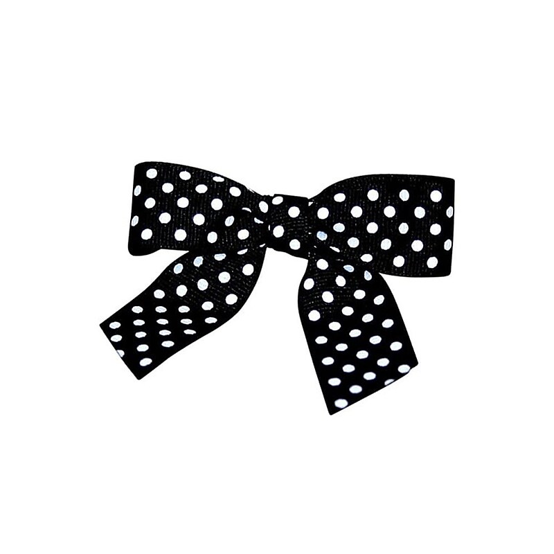 JAM Paper Grosgrain Bows, Black with White Polka Dots, 100/Pack (52640349355) image 1