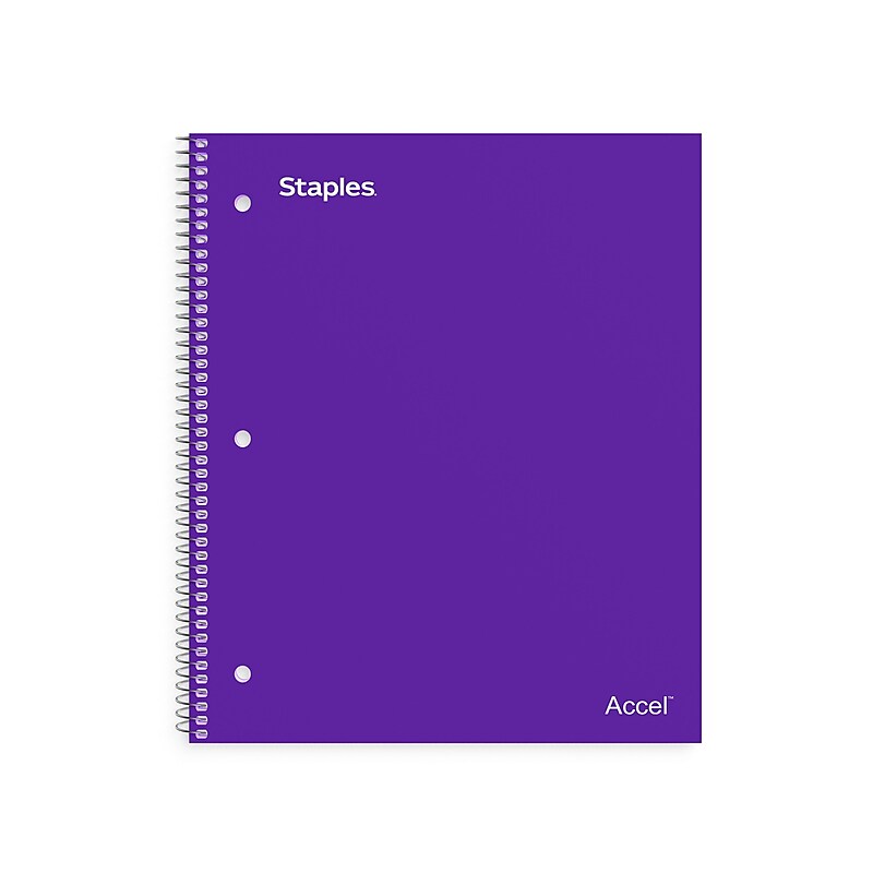Staples Premium 1-Subject Notebook, 8" x 10.5", Wide Ruled, 100 Sheets, Purple, 12 Notebooks/Carton (TR20960CT) image 1