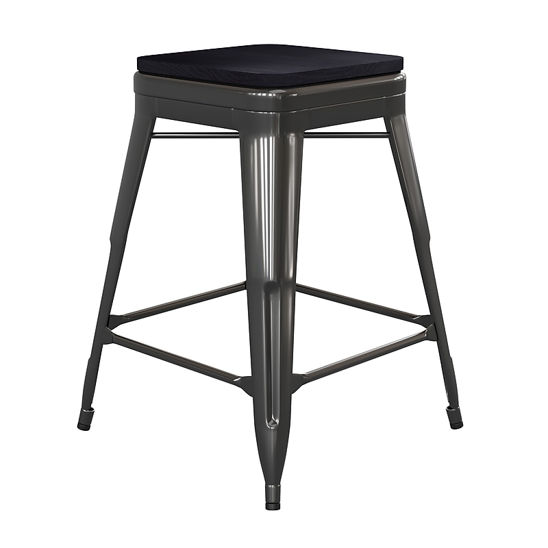 Flash Furniture Cierra Industrial Metal Counter Height Stools without Back, Black, 4-Pieces/Pack (4ET32024BKRPL2B) image 1