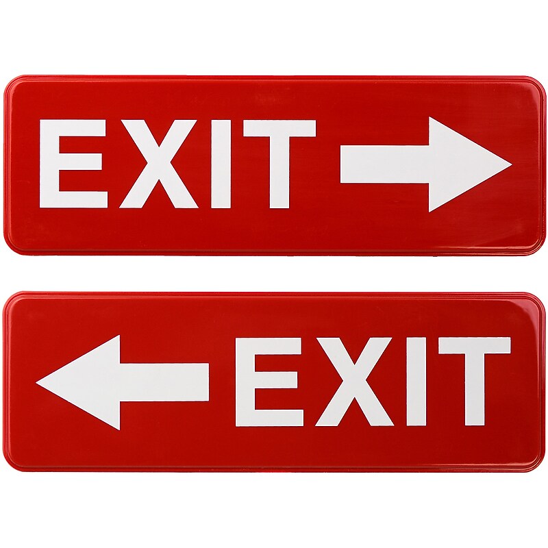 Excello Global Products Emergency Exit Indoor/Outdoor Wall Sign, 9" x 3", Red/White, 2/Pack (EGP-HD-0257) image 1