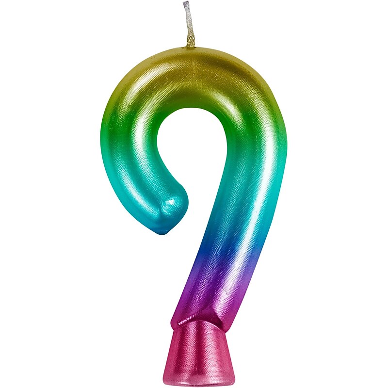 Creative Converting Metallic 9 Birthday Candles, Rainbow, 12/Pack (365113) image 1