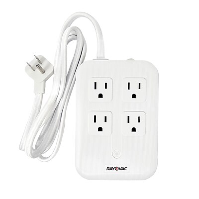 RAYOVAC 4-Outlet 4-USB Port Surge Protector Power Strip with Braided Cord & Flat Plug, 5-ft., 540 Joules, White (SS-P319) Sansujyuku sansujyuku.com