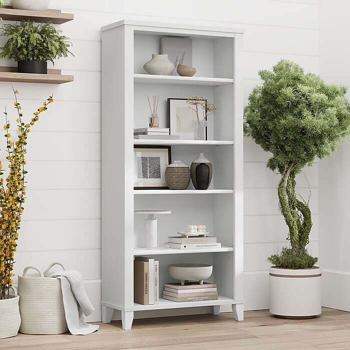 Bush Home Somerset Tall 5 Shelf Bookcase, White (WC81965) | Staples