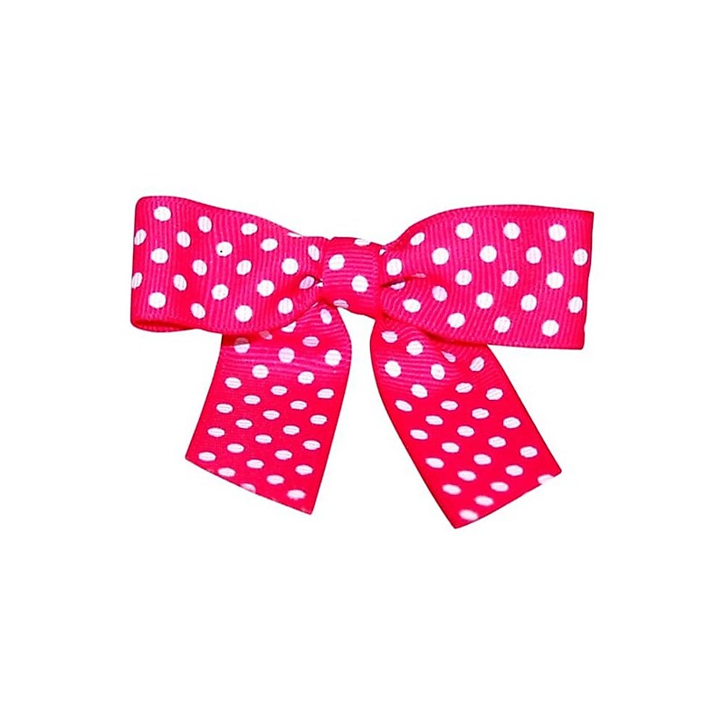 JAM Paper Grosgrain Bows, Pink with White Polka Dots, 100/Pack (52640349344) image 1