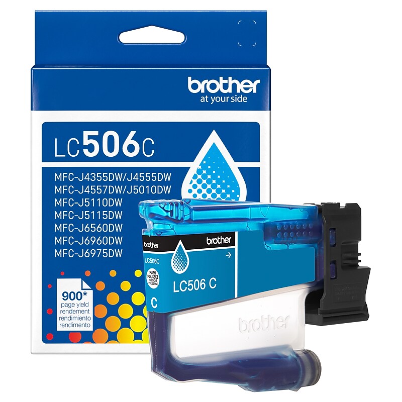 Brother LC506 Cyan Standard Yield Ink Cartridge, Prints Up to 900 Pages (LC506CS) image 1