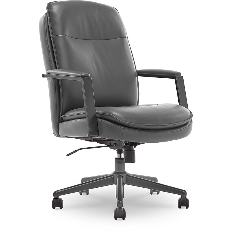 Thomasville Furniture Upton Ergonomic Bonded Leather Swivel Manager Chair, Gray (51421-GRY) image 1