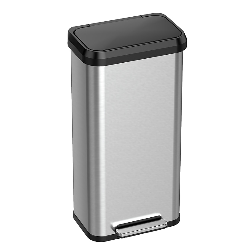 iTouchless SoftStep EXP Stainless Steel Step Trash Can with Plastic Lid, 20 Gallon, Silver/Black (PP20RSB) image 1