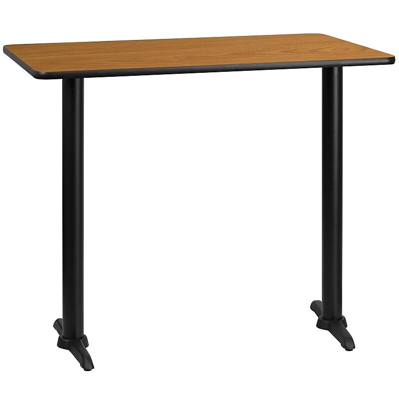 Flash Furniture Laminate Table Top with 5" x 22" Bar-Height Table Bases, 30" x 48", Natural (XUNT3048T0522B) image 1