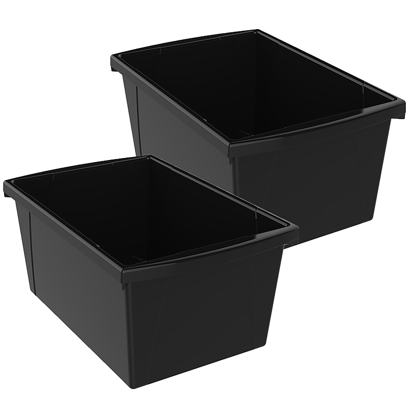 Storex Plastic Medium Classroom Storage Bin, 16.75"x 11.87"x 8.28", Black, Pack of 2 (STX61429U06C-2) image 1